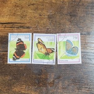 3 butterfly stamps